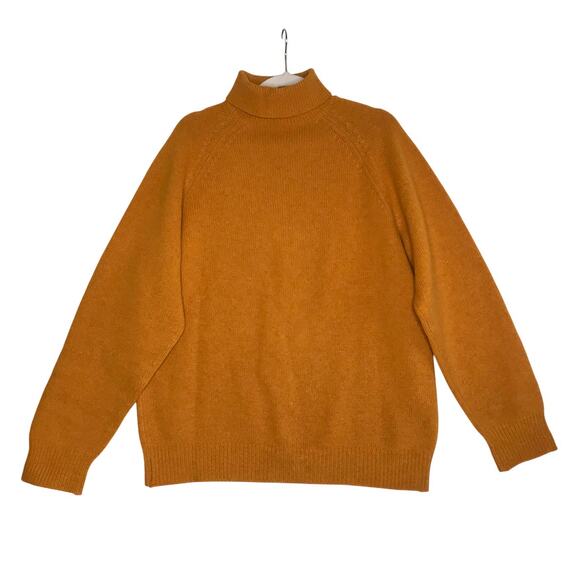 TAILTEANN Ireland Vintage Lambswool Turtleneck Sweater L Mustard Cozy 90's Retro - Picture 1 of 7